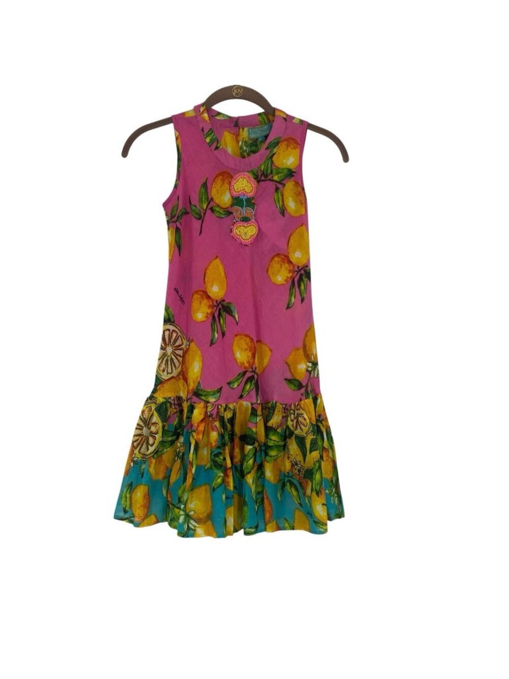 Antica Sartoria Kids Size Large Kacy Lemon Dress Beaded Colorful Artsy NEW